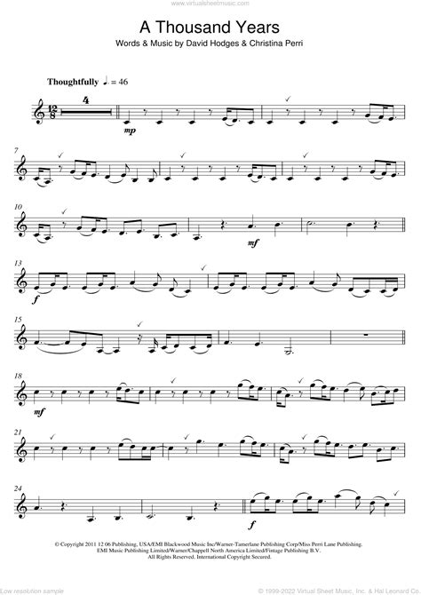 clarinet song sheet music